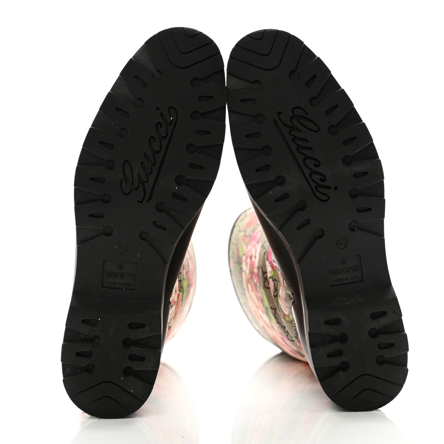 Gucci GG Supreme Monogram Blooms Flat Rubber Boots 40 Beige Multicolor 5 of 10