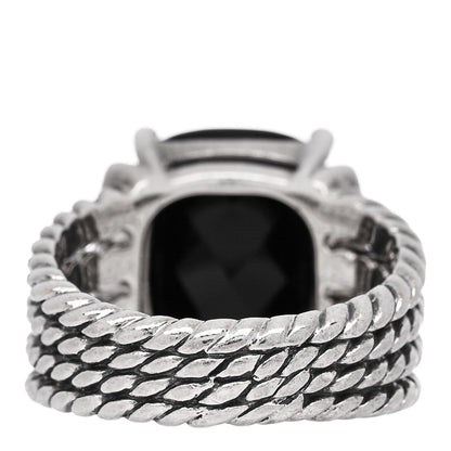 David Yurman Sterling Silver Diamond Black Onyx 16mm Wheaton Ring 58 8.25 4 of 5