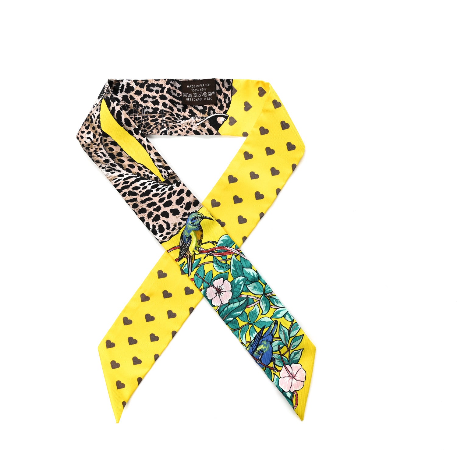 Hermes Silk Jungle Love Love Twilly Jaune Vif Canard 1 of 4