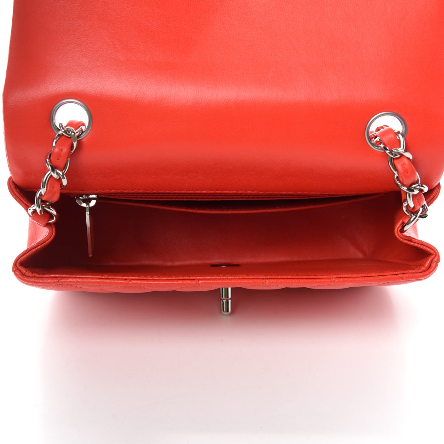 Lambskin Quilted Mini Rectangular Flap Red