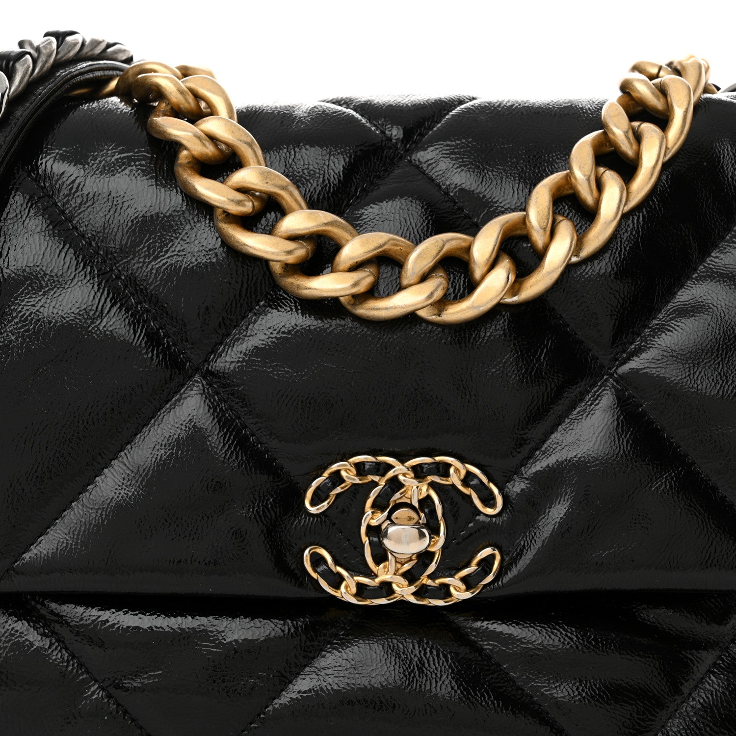Chanel Shiny Crumpled Calfskin Quilted Large Chanel 19 Flap Black 8 of 11