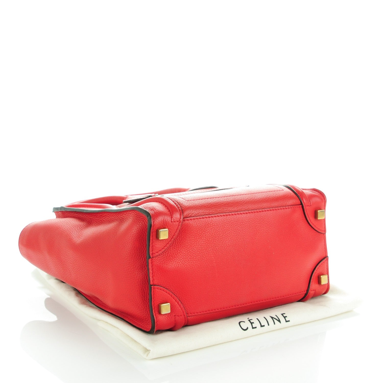 Celine Drummed Calfskin Micro Luggage Coquelicot 4 of 7