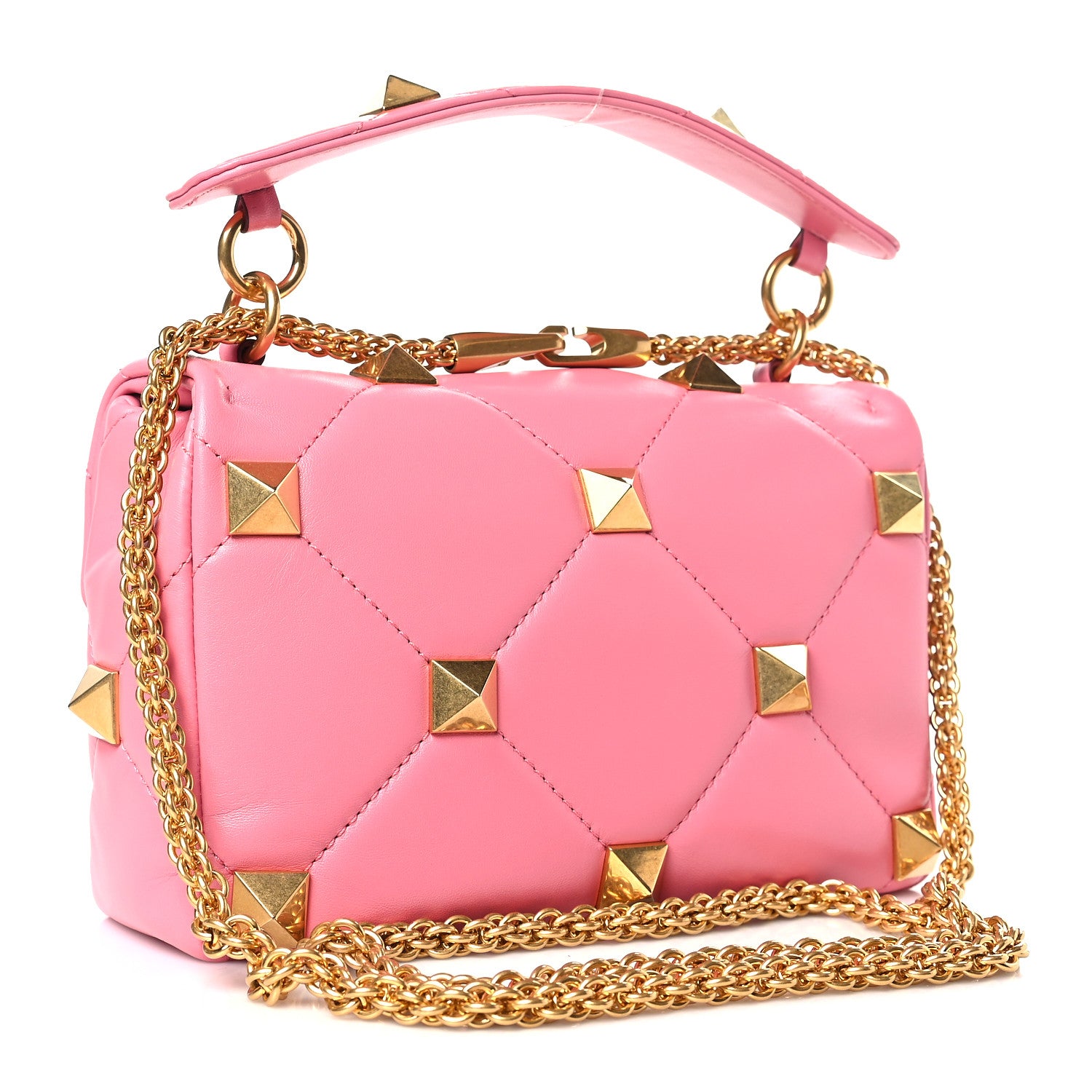 Valentino Garavani Nappa Medium Roman Stud Shoulder Bag Flamingo Pink 3 of 8