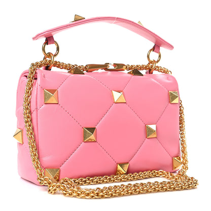 Valentino Garavani Nappa Medium Roman Stud Shoulder Bag Flamingo Pink 3 of 8
