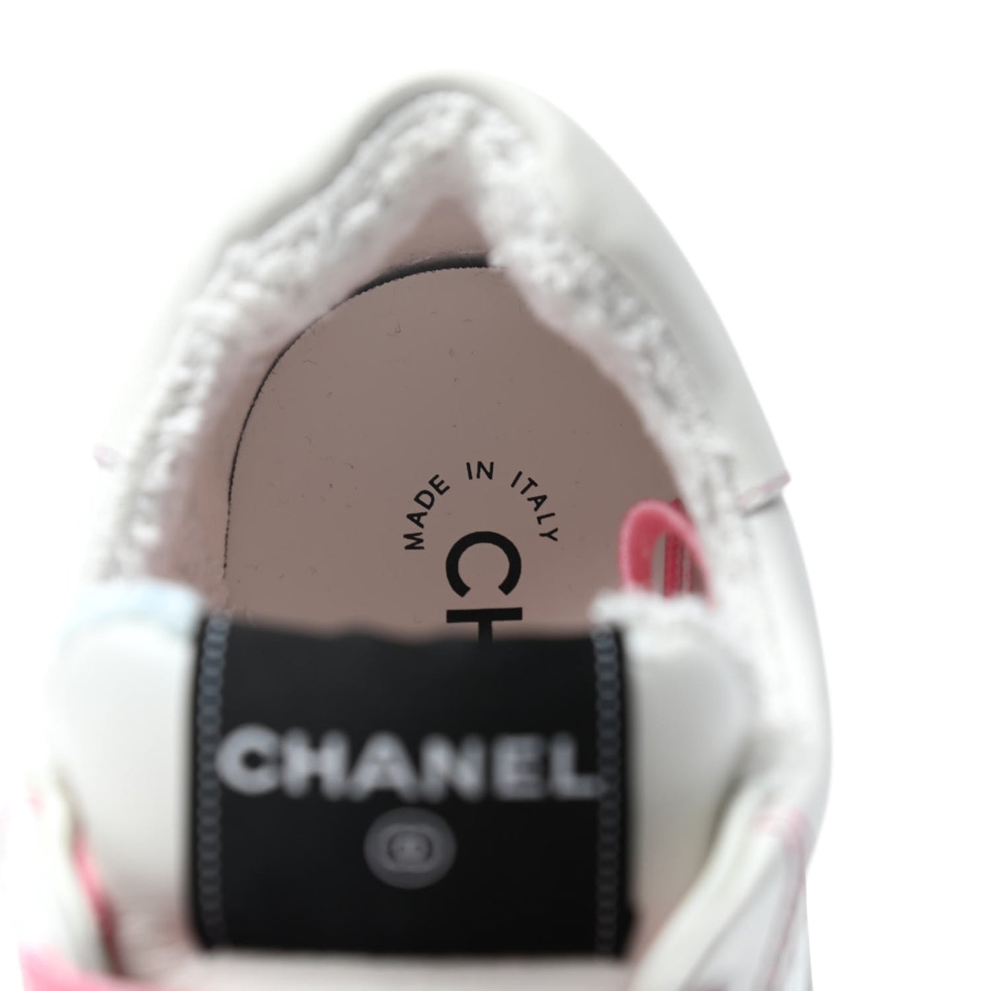 Calfskin Womens Logo Sneakers 38.5 White Pink