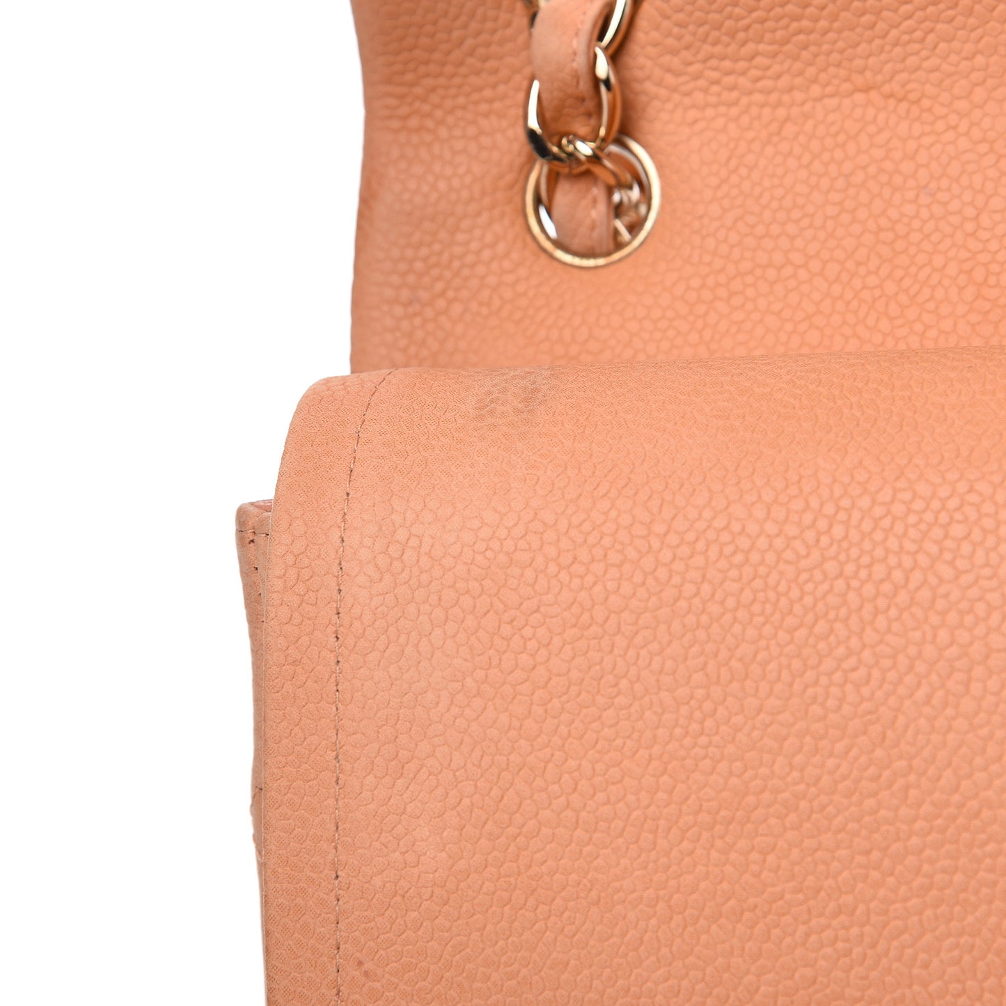 Iridescent Caviar Quilted Jumbo Double Flap Pink
