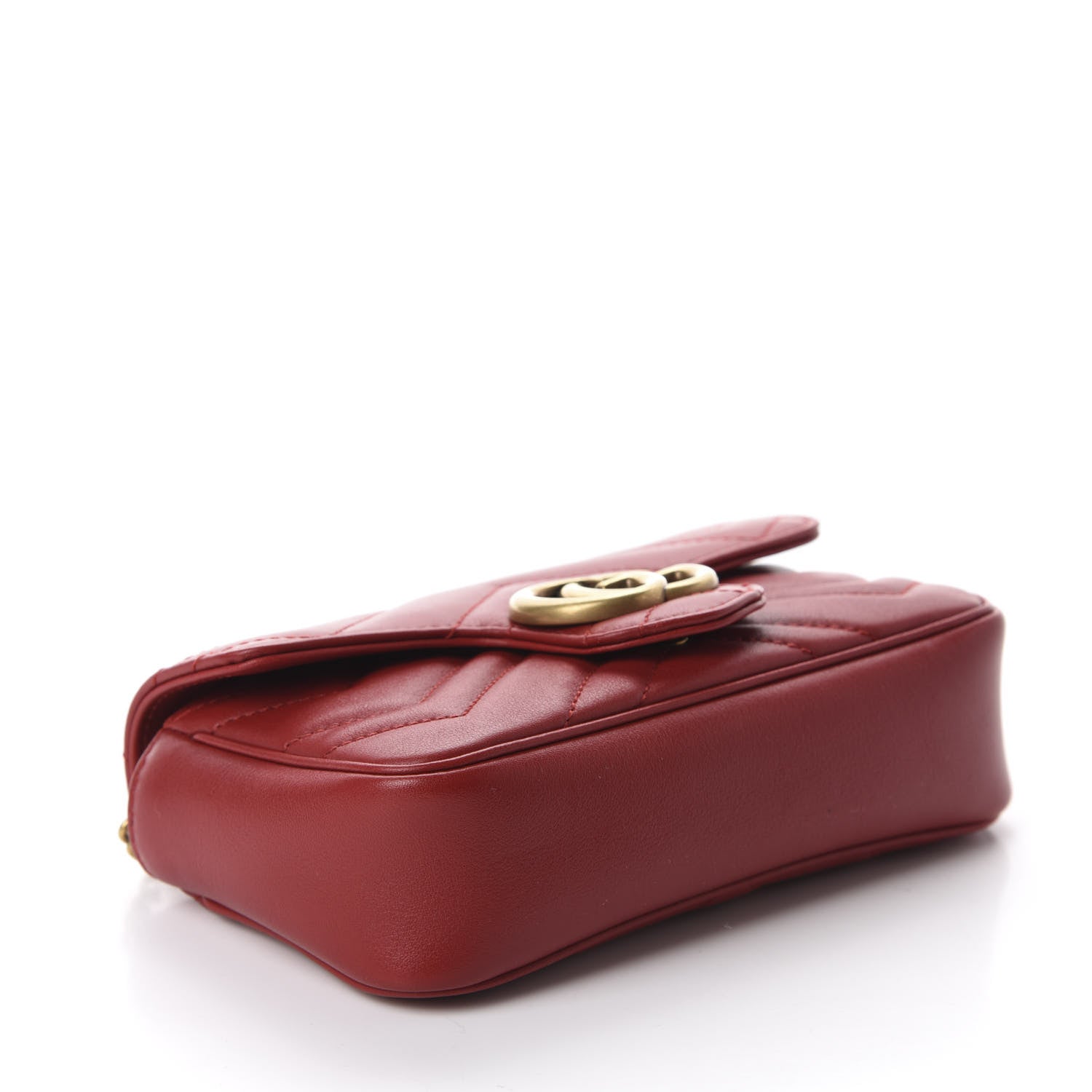 Gucci Calfskin Matelasse Super Mini GG Marmont Shoulder Bag Hibiscus Red 4 of 10