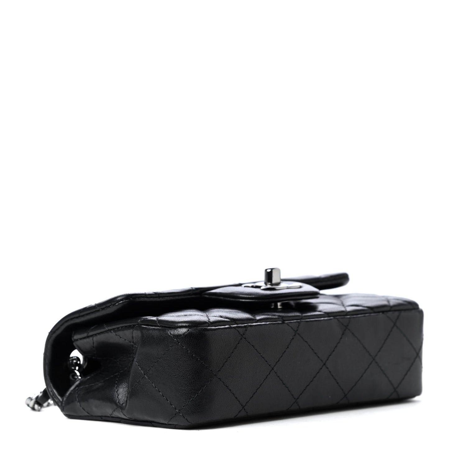 Lambskin Quilted Extra Mini Rectangular Flap Black