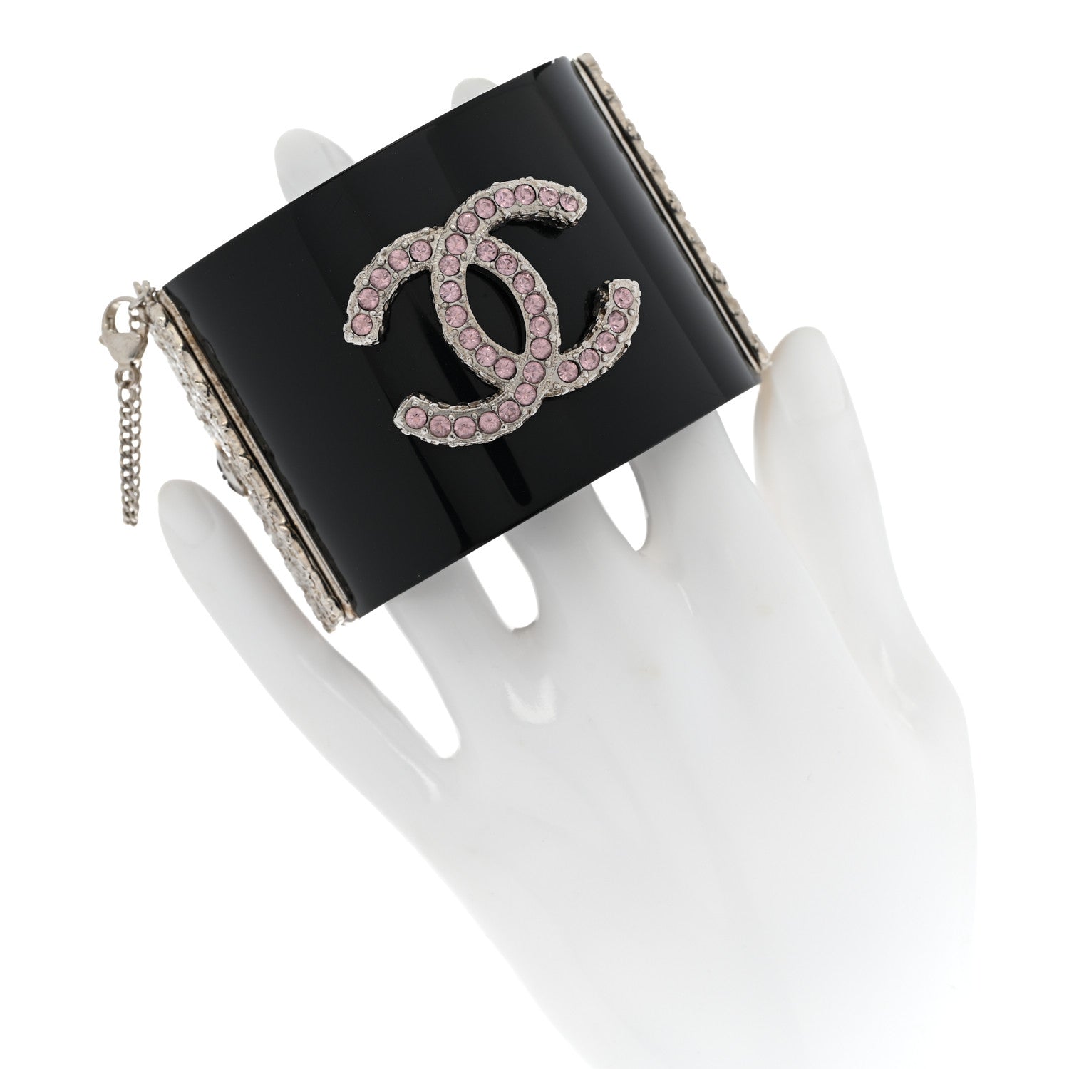 Chanel Crystal CC Cuff Black 2 of 4