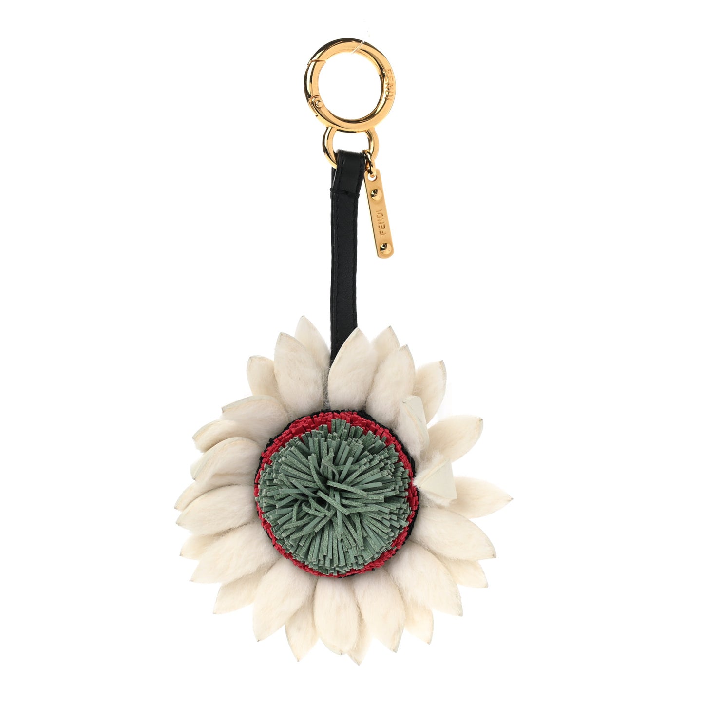 Calfskin Rabbit Fur Daisy Bag Charm White