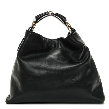 Gucci Calfskin Large Horsebit Chain Hobo Black 1 of 7