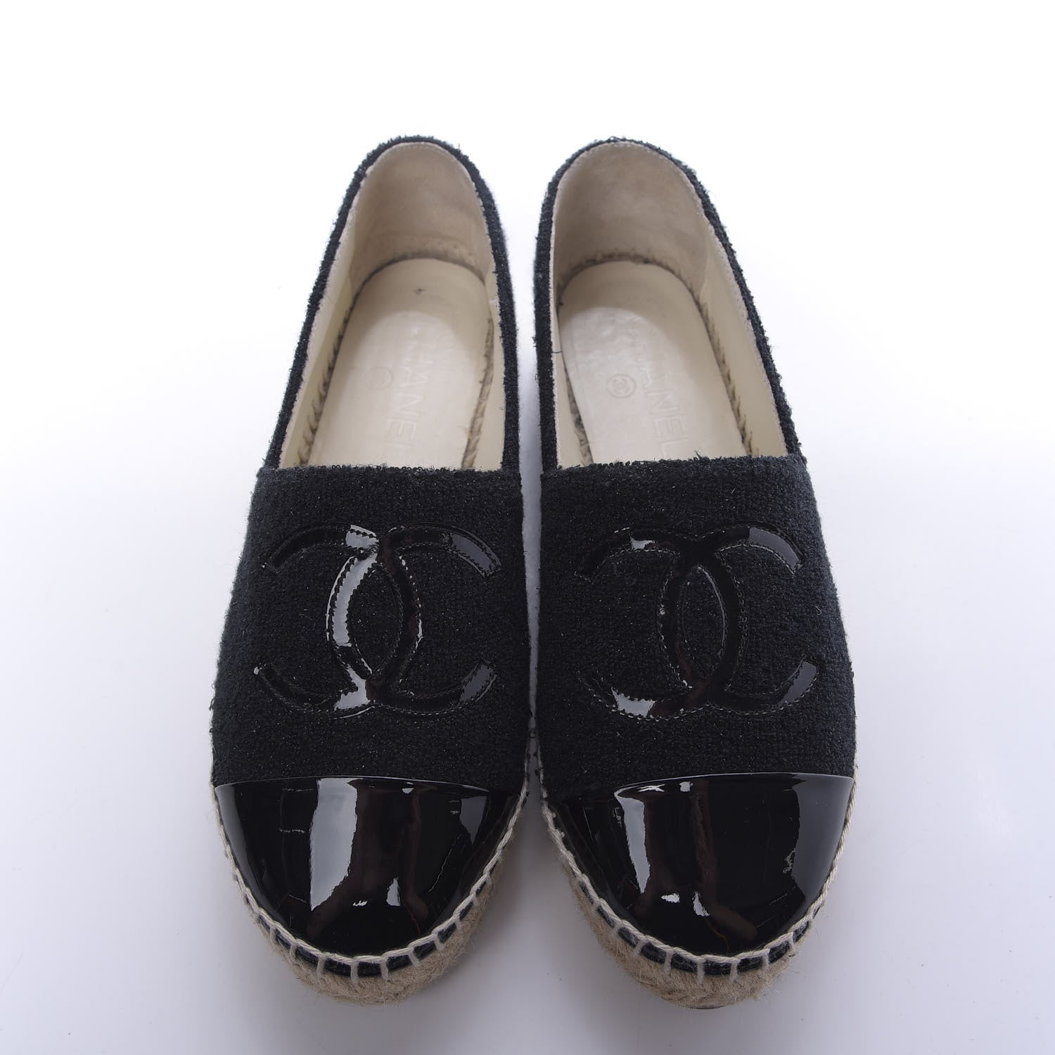 Chanel Fabric Patent Calfskin CC Espadrilles 36 Black 5 of 10