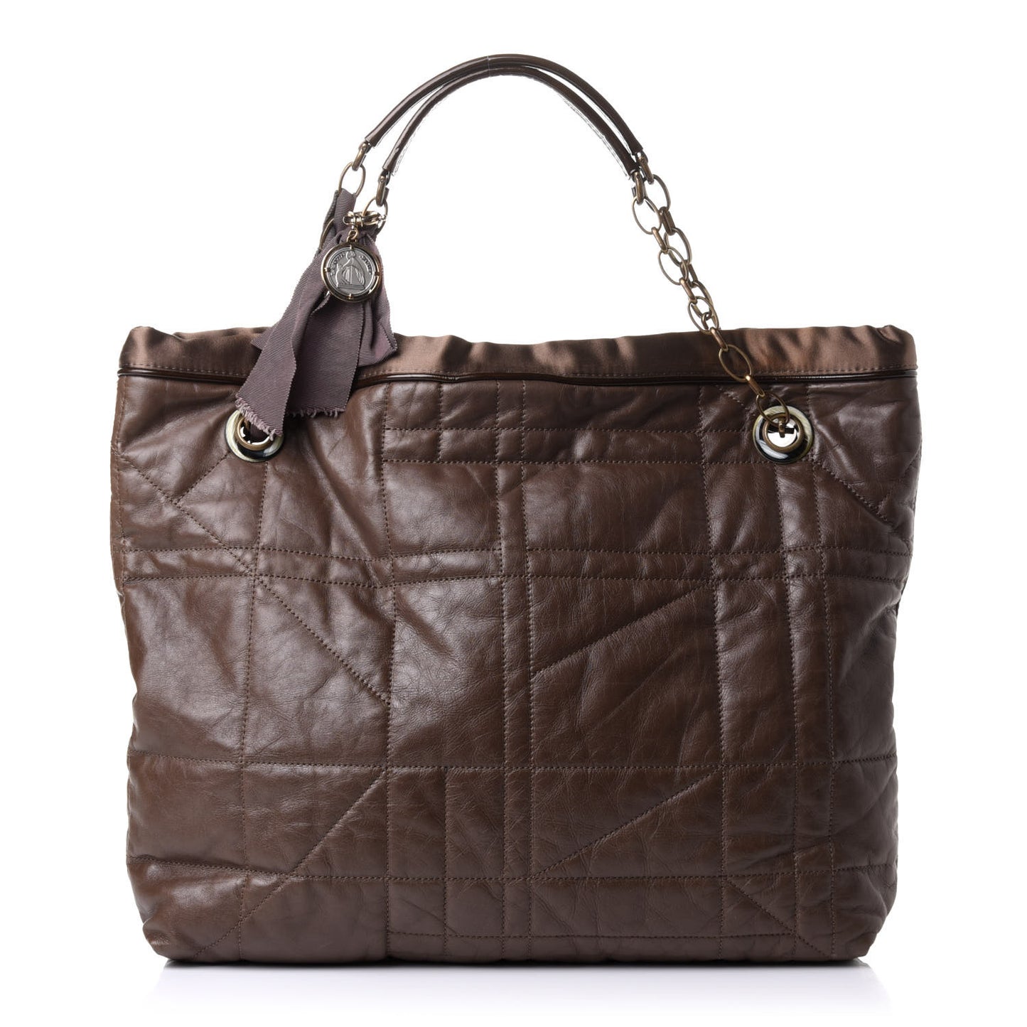 Lambskin Quilted Amalia Cabas Tote Brown