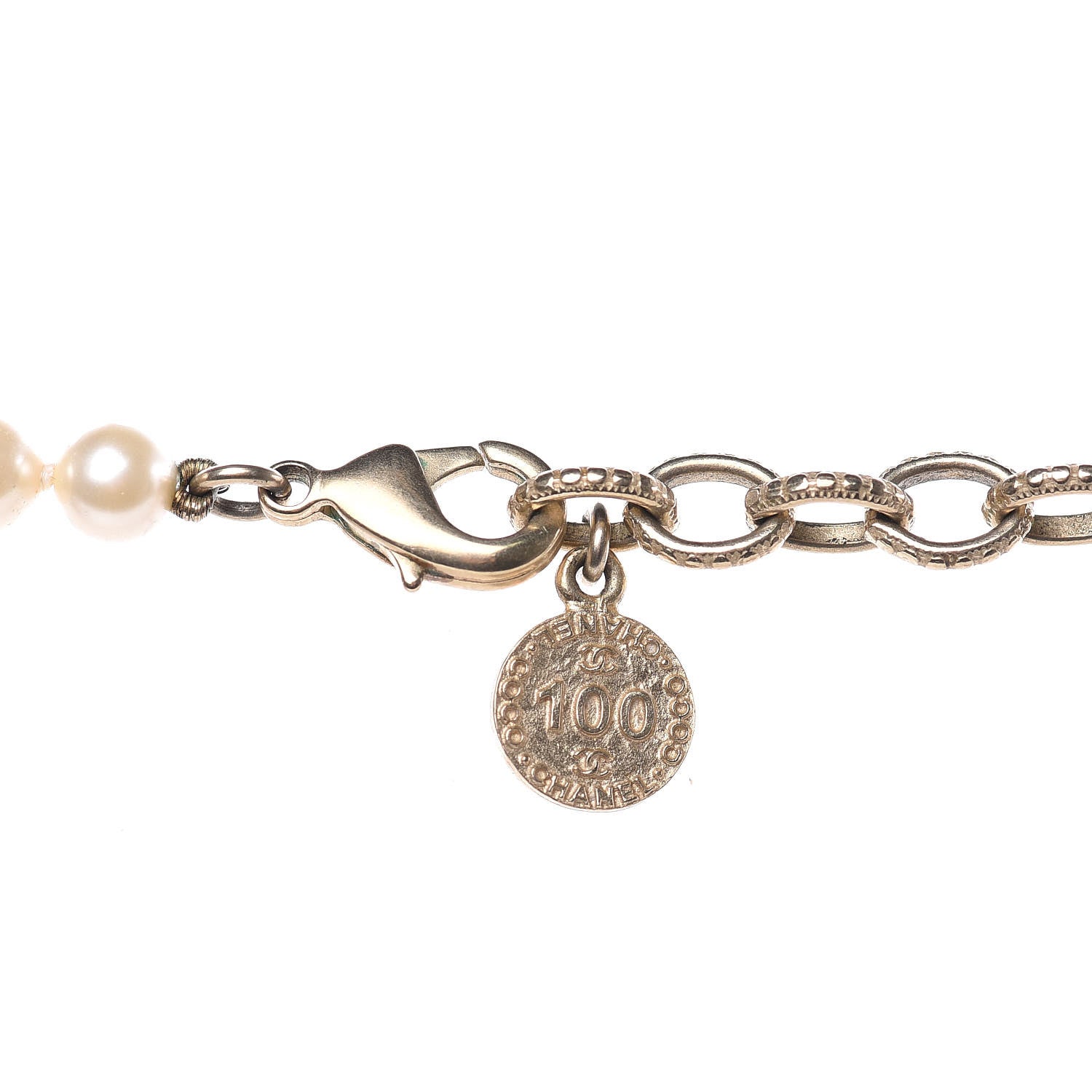 Chanel Pearl CC 100th Anniversary Necklace Light Gold 4 of 5