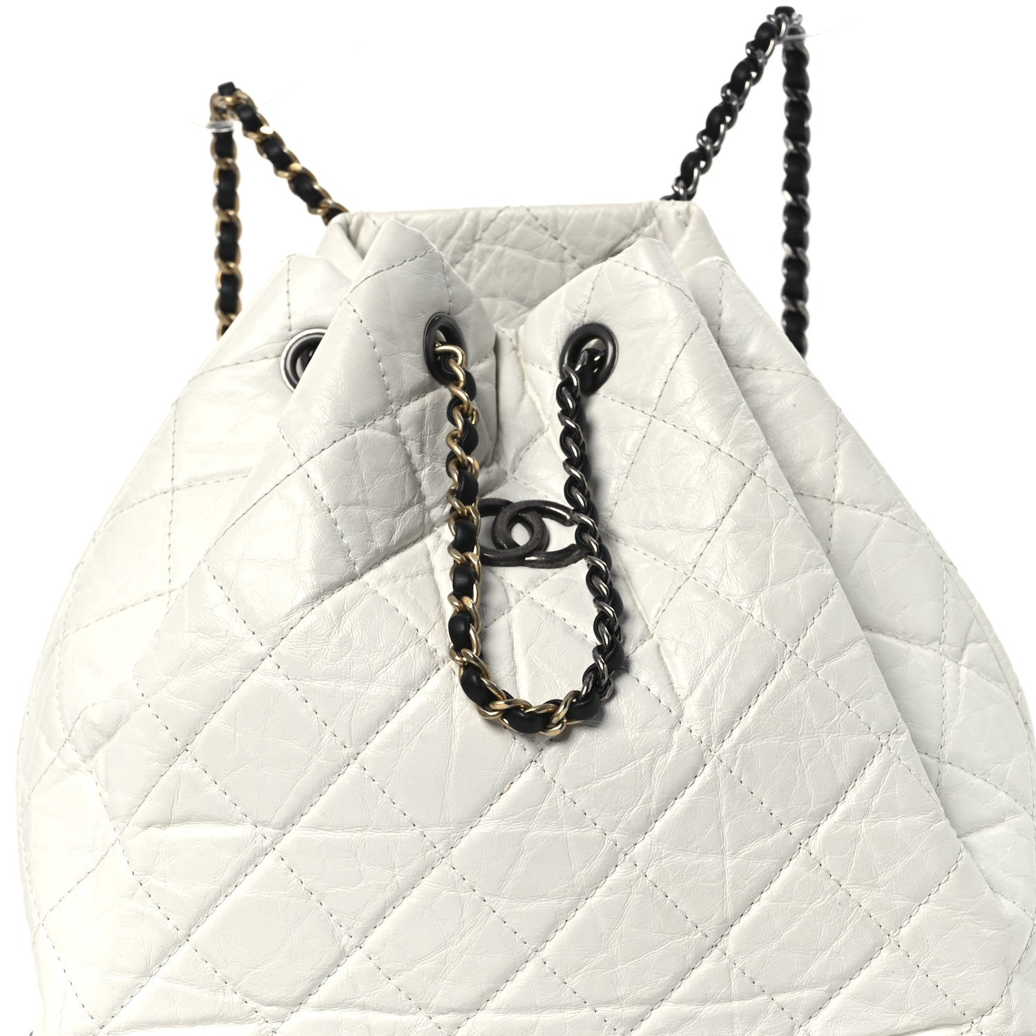 Chanel Aged Calfskin Quilted Gabrielle Backpack Black White 8 of 11