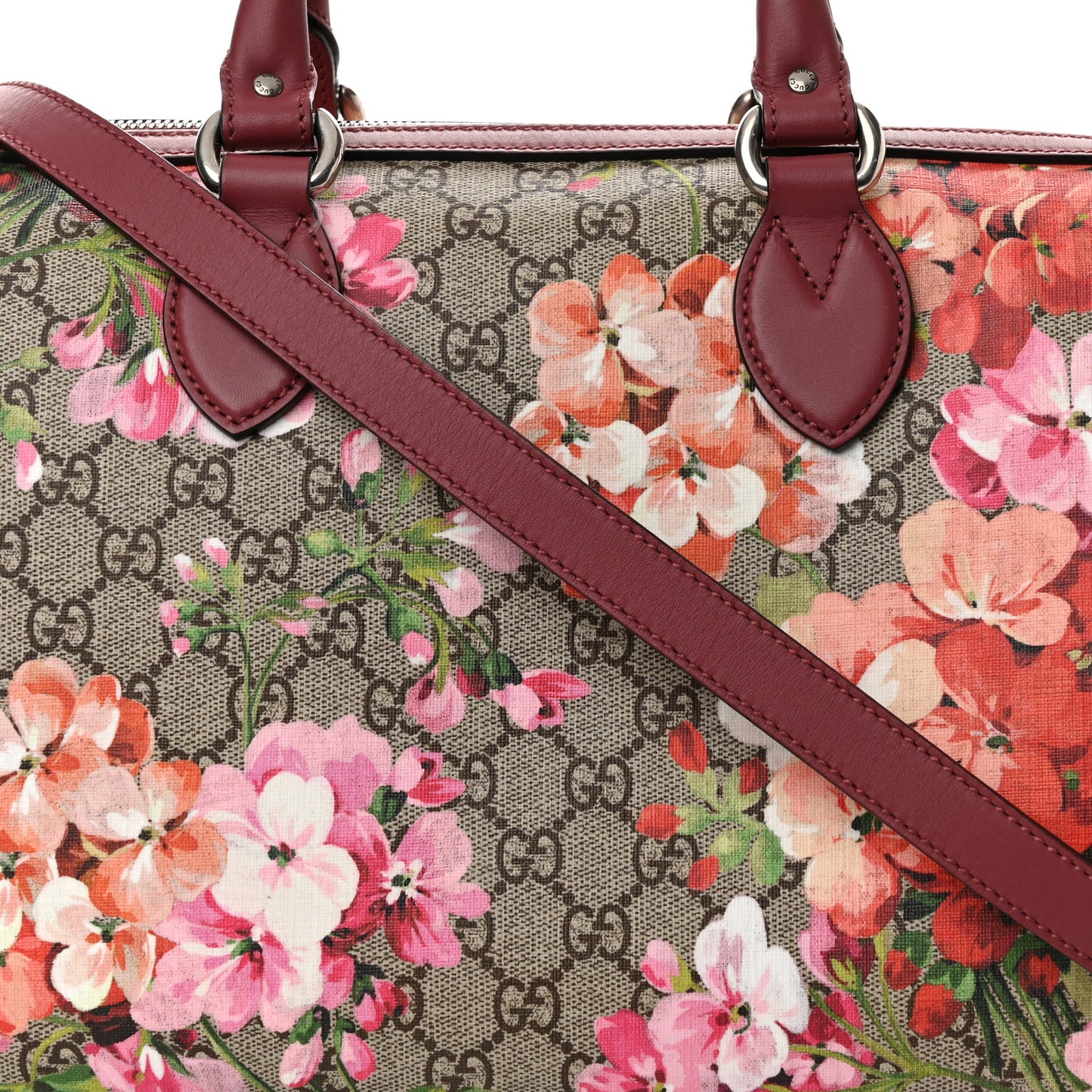 GG Supreme Monogram Blooms Medium Boston Beige Multicolor Dry Rose