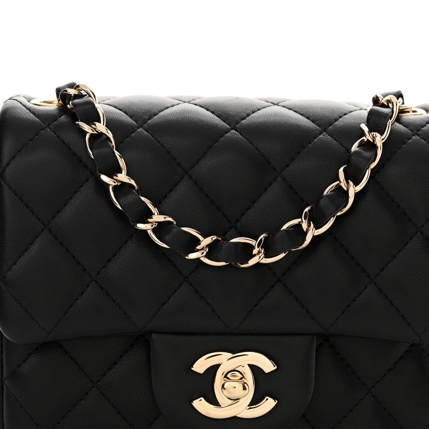 Chanel Lambskin Quilted Mini Square Flap Black 8 of 11