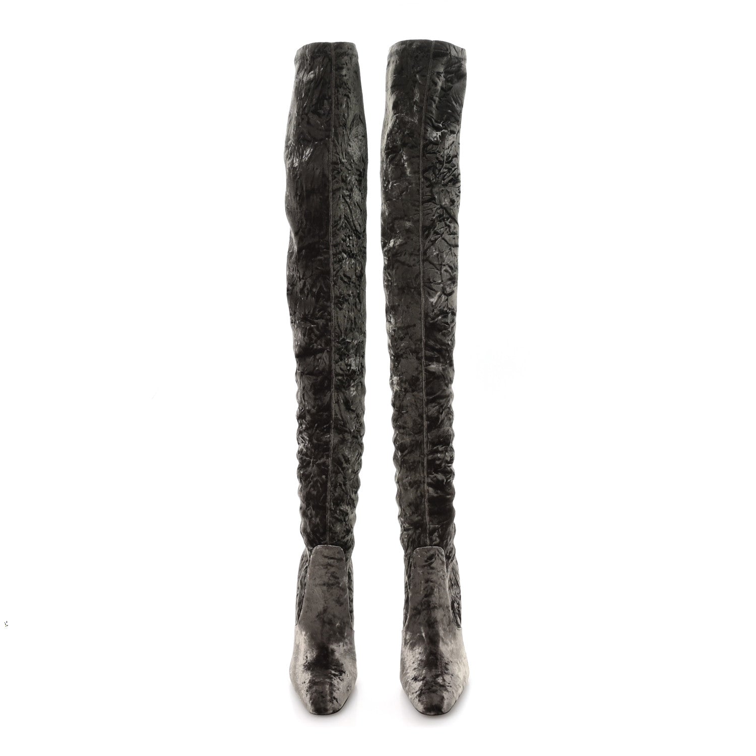 Saint Laurent Velvet Ella Knee High Boots 39.5 Bella Green 3 of 8