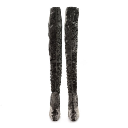 Saint Laurent Velvet Ella Knee High Boots 39.5 Bella Green 3 of 8