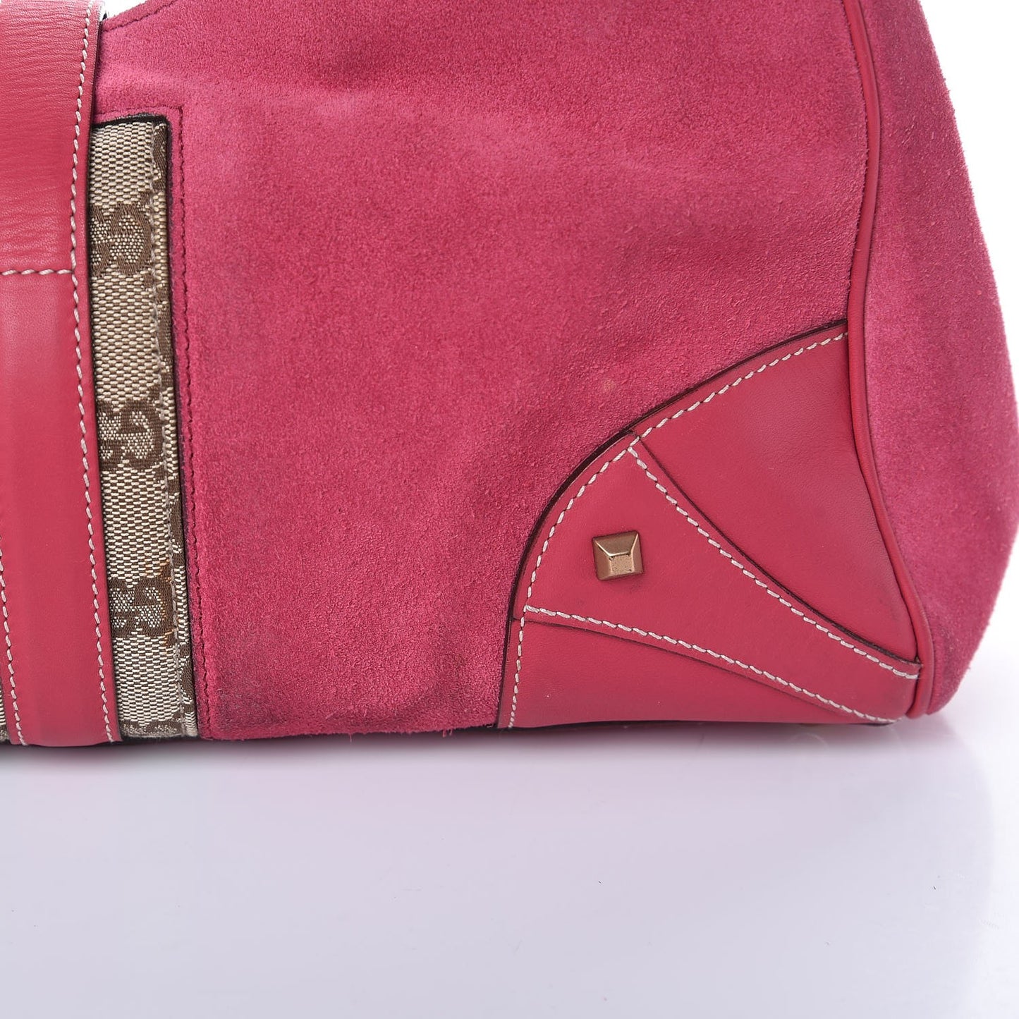 Suede Monogram Large Bardot Pink