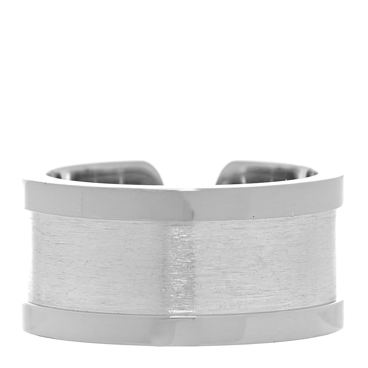 18K White Gold 10mm Logo De Cartier Ring 53 6.5