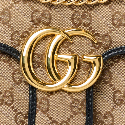 Gucci Monogram Matelasse Diagonal Small GG Marmont Shoulder Bag Beige Black 9 of 12