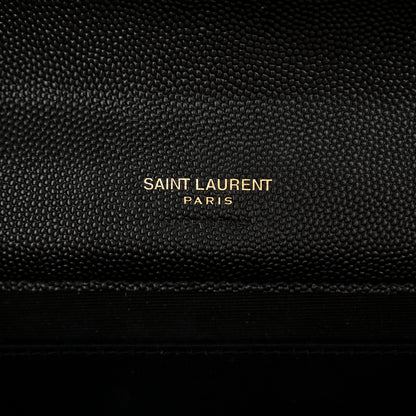 Saint Laurent Grain De Poudre Textured Mixed Matelasse Triquilt Monogram Clutch Black 6 of 8