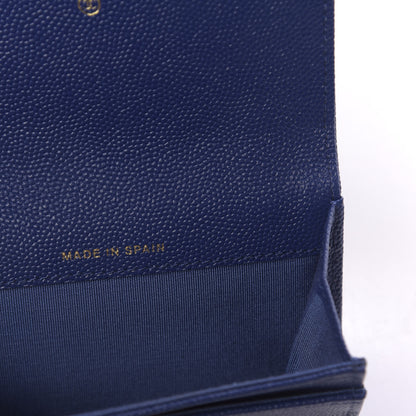 Chanel Caviar Chevron Quilted Vintage Mademoiselle Flap Card Holder Blue 5 of 9