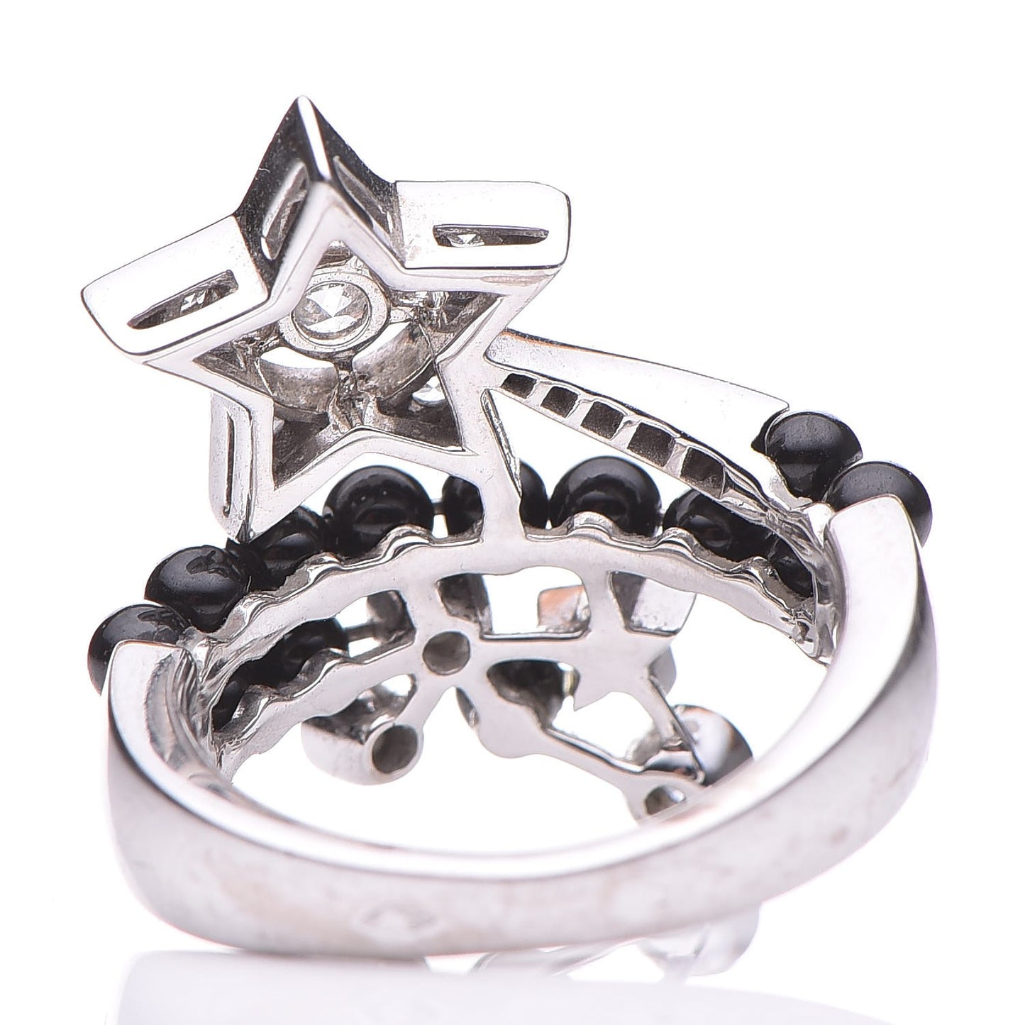 18K White Gold Diamond Black Spinel Comete Ring 52 6