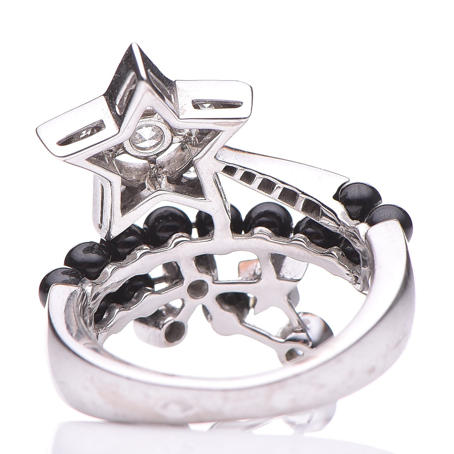 Chanel 18K White Gold Diamond Black Spinel Comete Ring 52 6 4 of 8