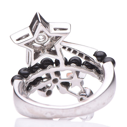 Chanel 18K White Gold Diamond Black Spinel Comete Ring 52 6 4 of 8