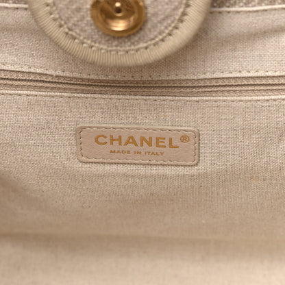 Chanel Mixed Fibers Small Deauville Tote Beige Black 7 of 12