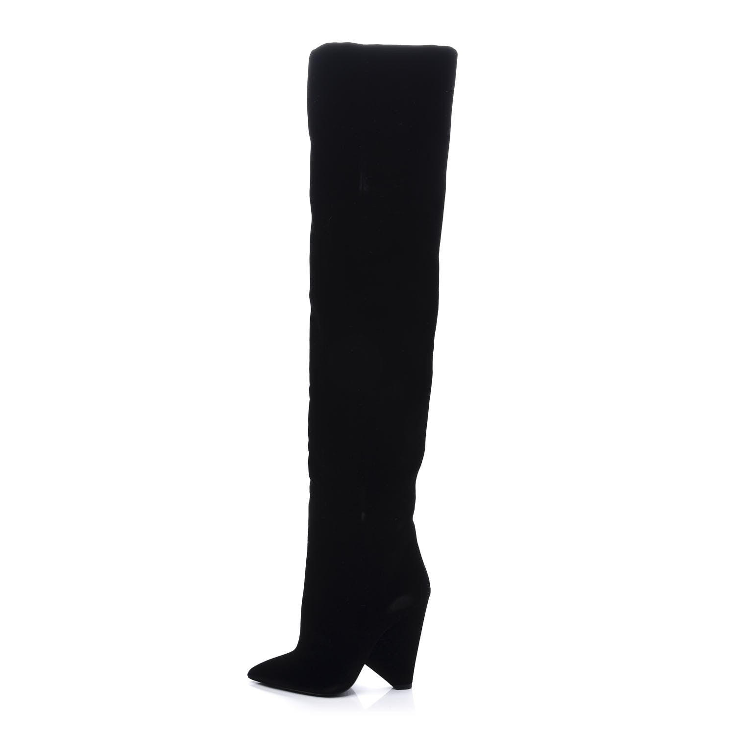 Saint Laurent Velvet Niki 105 Thigh High Boots 35 Black 1 of 7