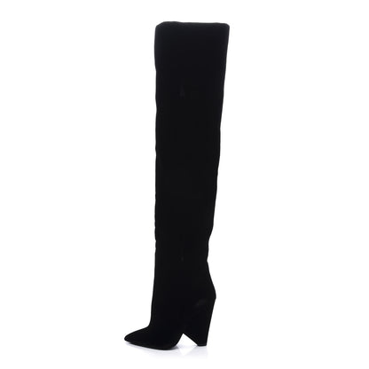 Saint Laurent Velvet Niki 105 Thigh High Boots 35 Black 1 of 7
