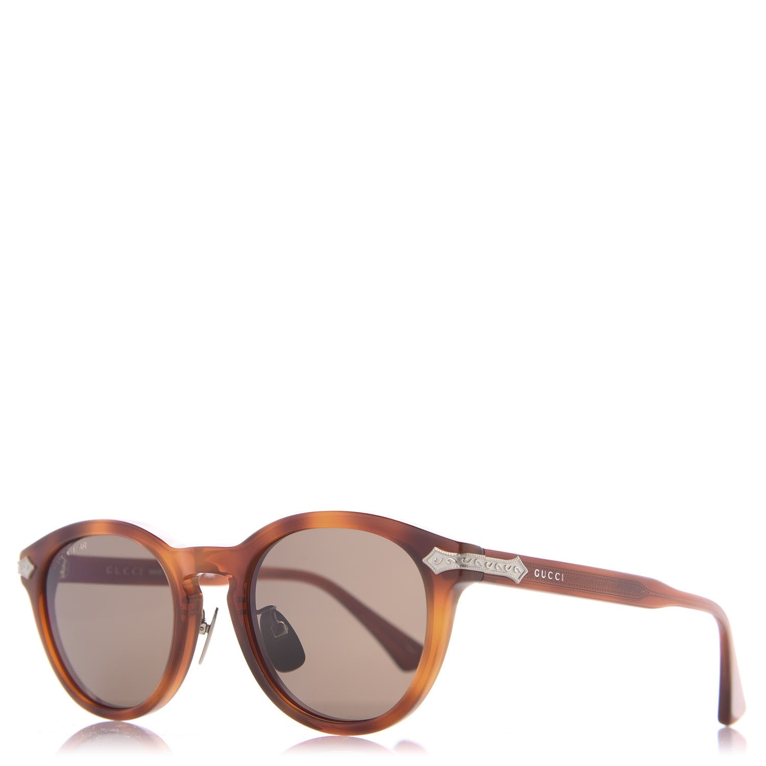 Gucci Acetate Round Metal Sunglasses GG0071S Havana 1 of 8
