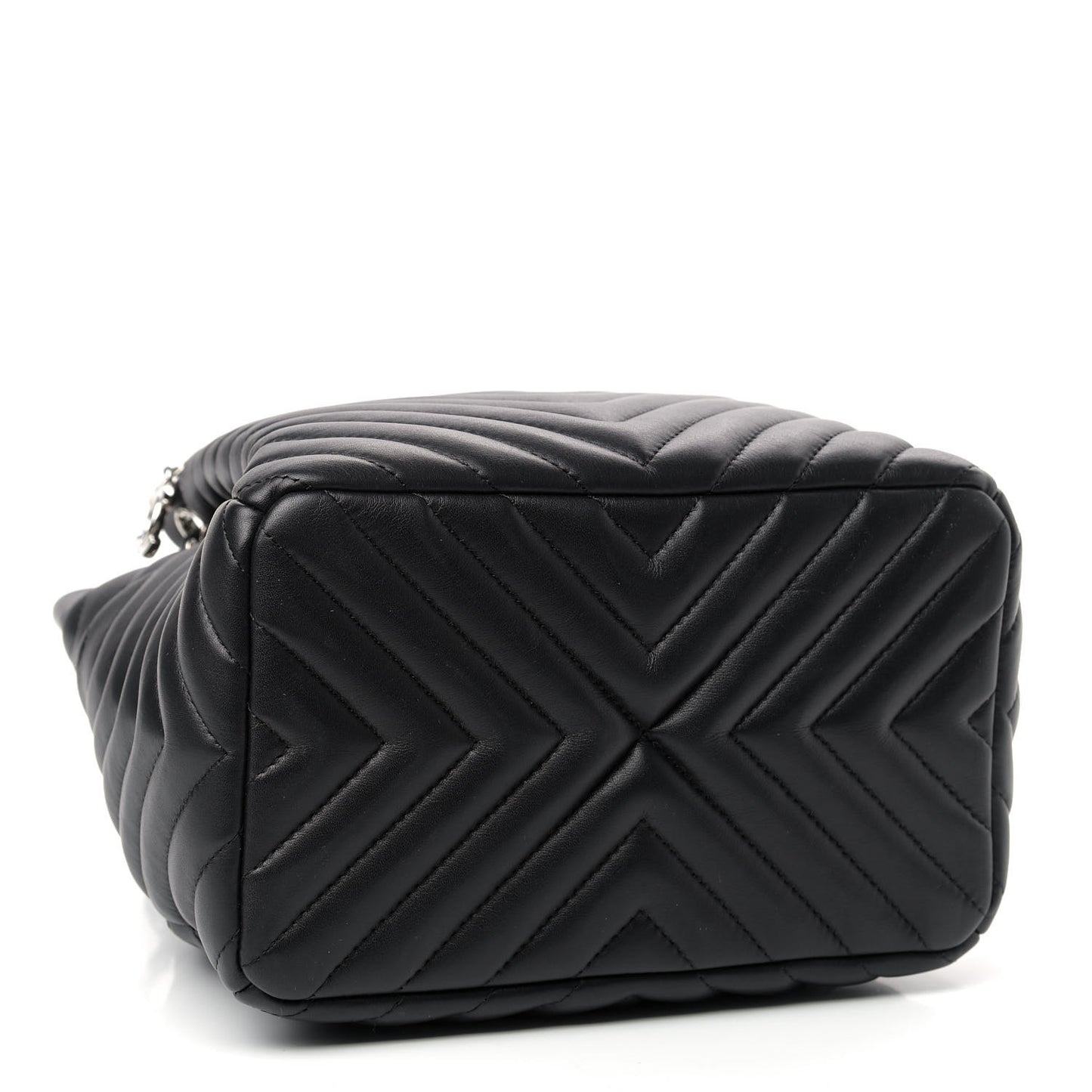 Calfskin Chevron Small Urban Spirit Drawstring Bag Black