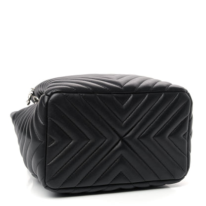 Chanel Calfskin Chevron Small Urban Spirit Drawstring Bag Black 4 of 9