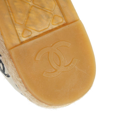 Chanel Lambskin Printed CC Espadrilles 39 White Black 7 of 9