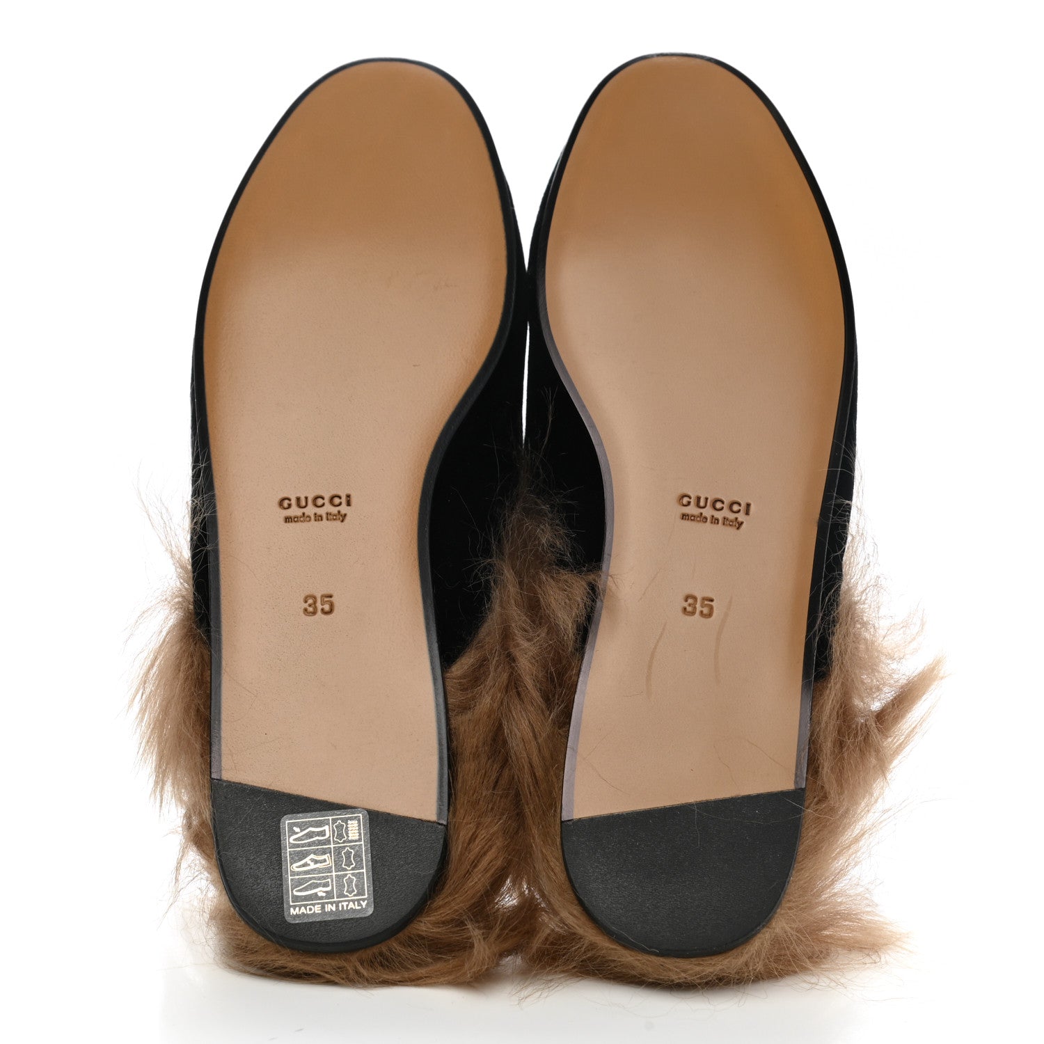 Gucci Velvet Fur Womens Princetown Slippers 35 Black 5 of 8