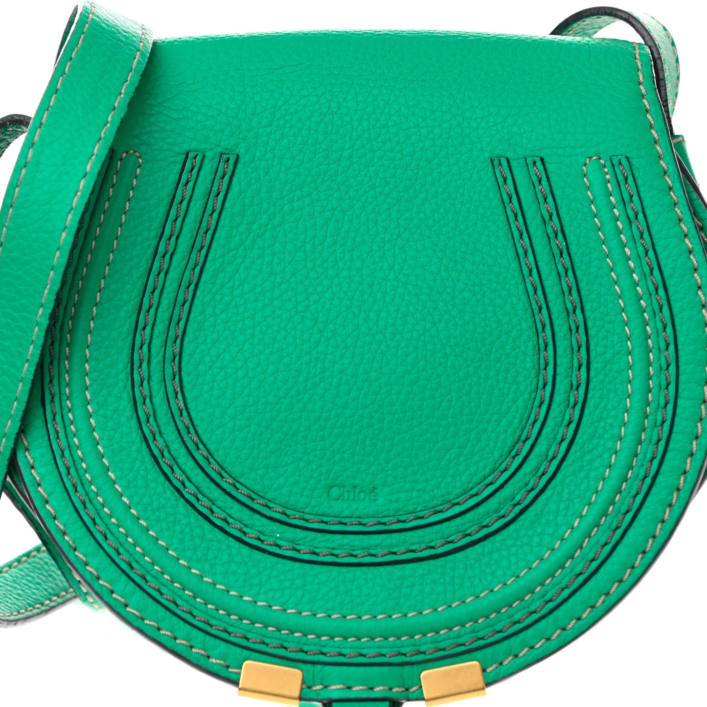 Calfskin Mini Marcie Round Crossbody Bag Jade Green