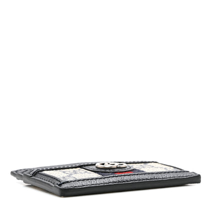 Gucci GG Supreme Monogram Textured Dollar Calfskin Web Ophidia Card Holder Beige Blue 3 of 6