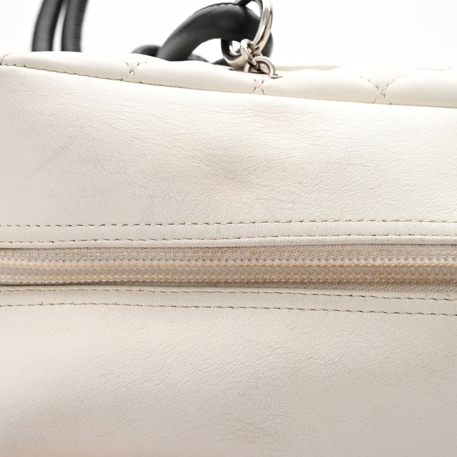 Chanel Calfskin Quilted Large Cambon Bowler White Black 13 of 14