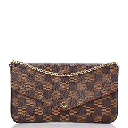 Louis Vuitton Damier Ebene Pochette Felicie Chain Wallet 1 of 10