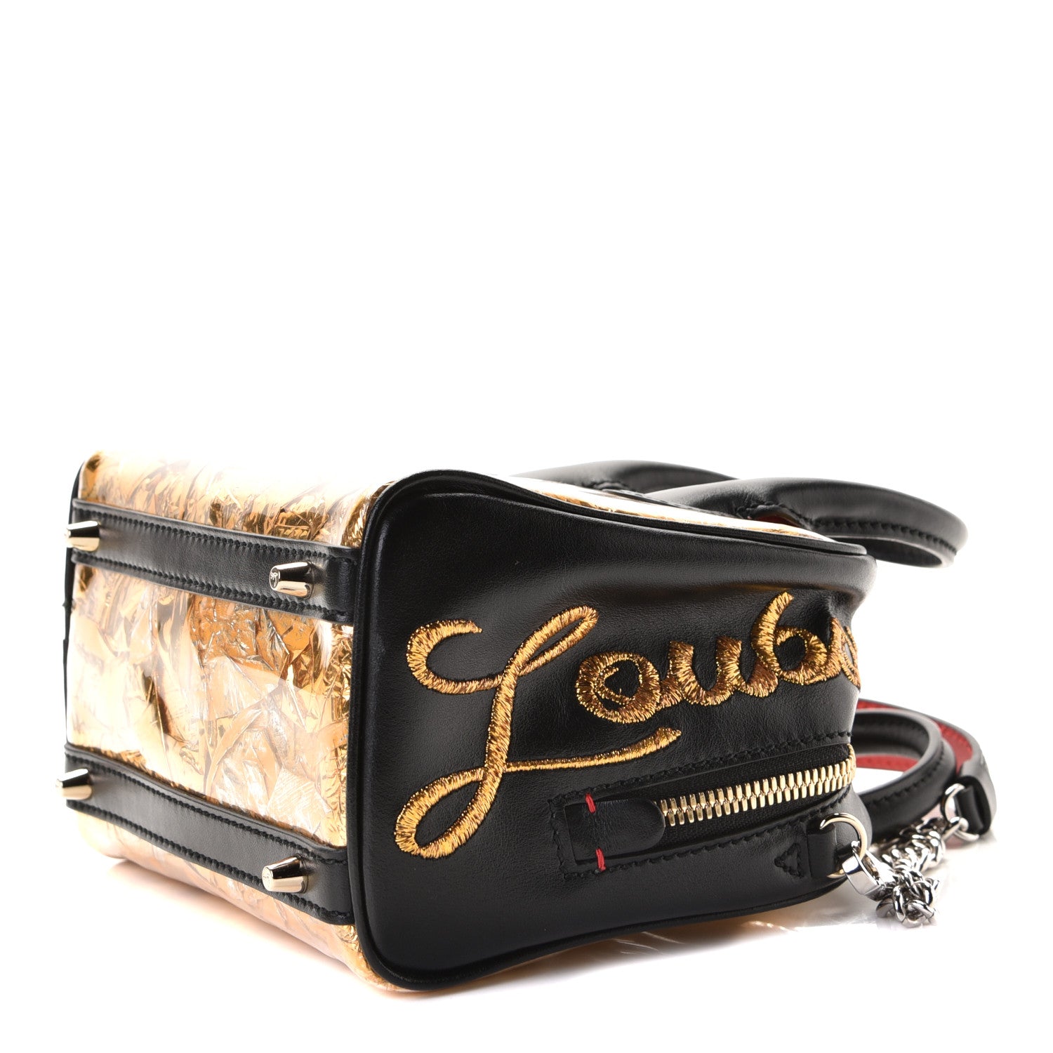 Christian Louboutin Calfskin Paris Nano Collage Marie Jane Pepite Tote Gold 8 of 8