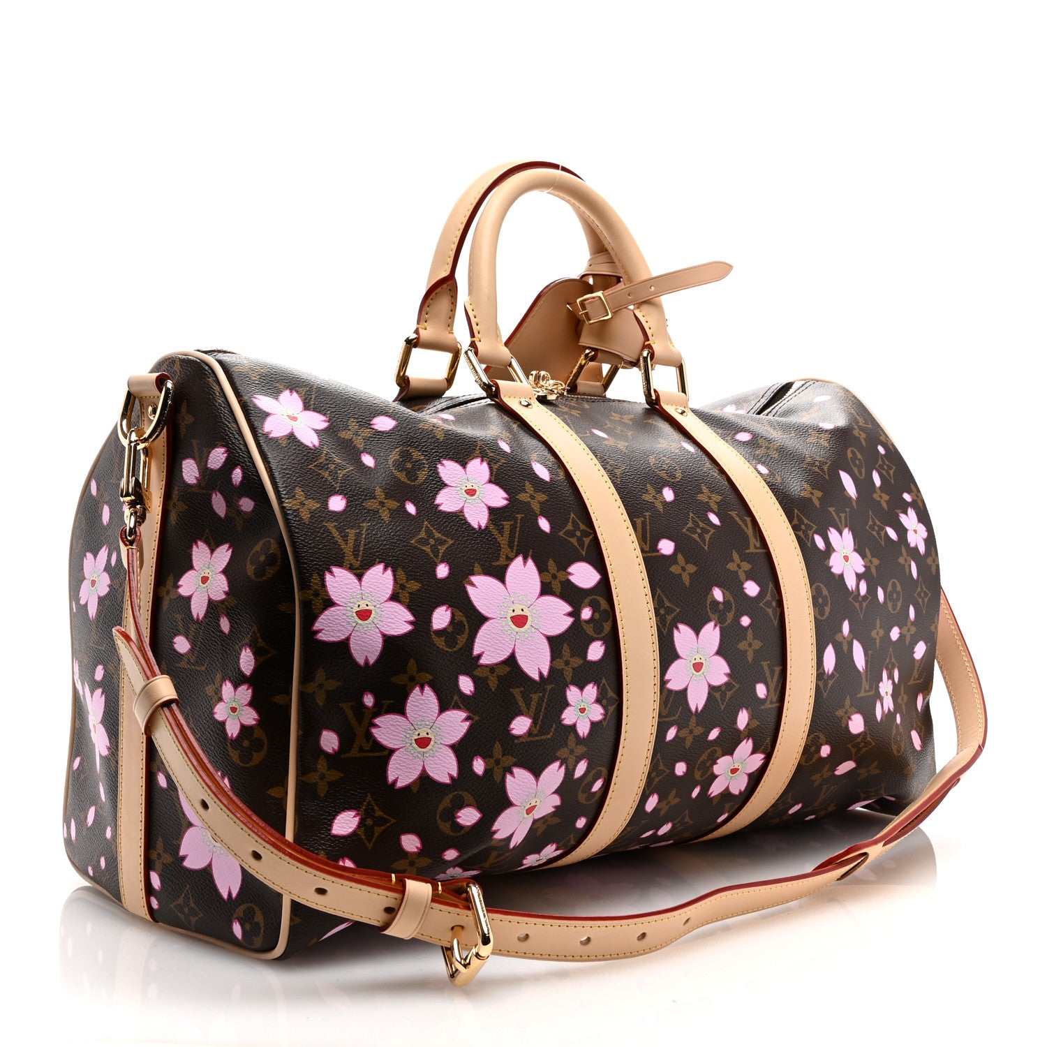 Louis Vuitton LV X TM Monogram Cherry Blossom Keepall Bandouliere 45 Sakura Brown 2 of 10
