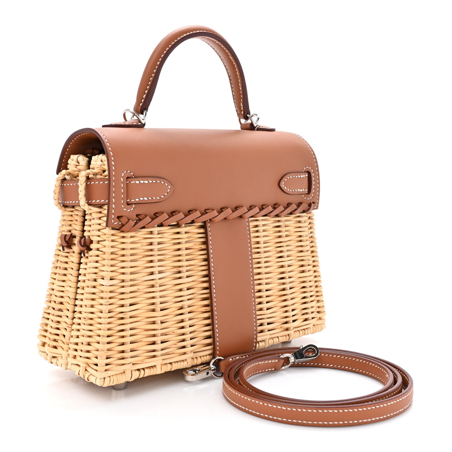 Hermes Wicker Swift Picnic Mini Kelly 20 Naturel Gold 3 of 12