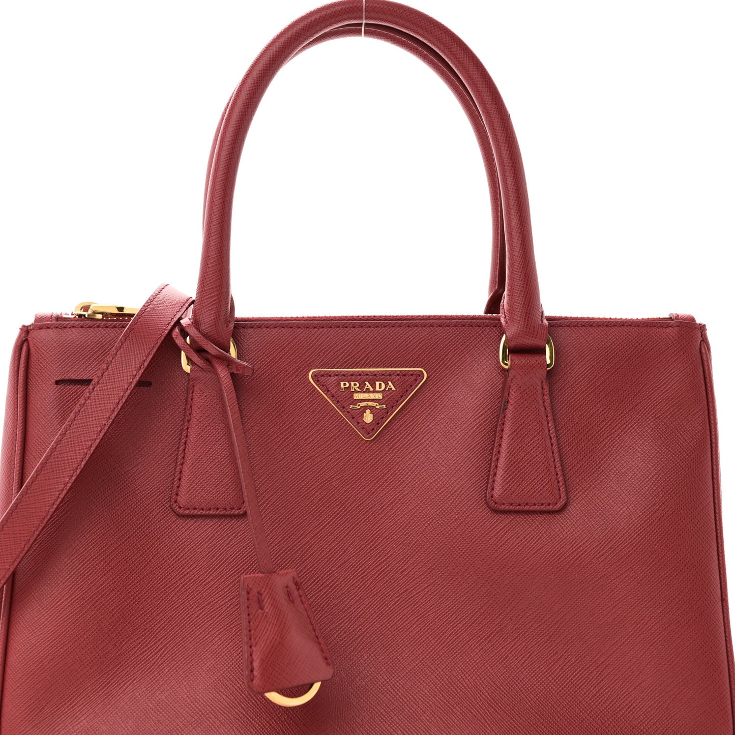 Saffiano Lux Medium Galleria Double Zip Tote Fuoco
