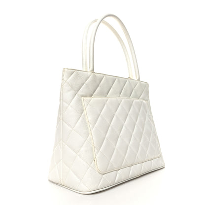 Chanel Caviar Quilted Medallion Tote White 3 of 11