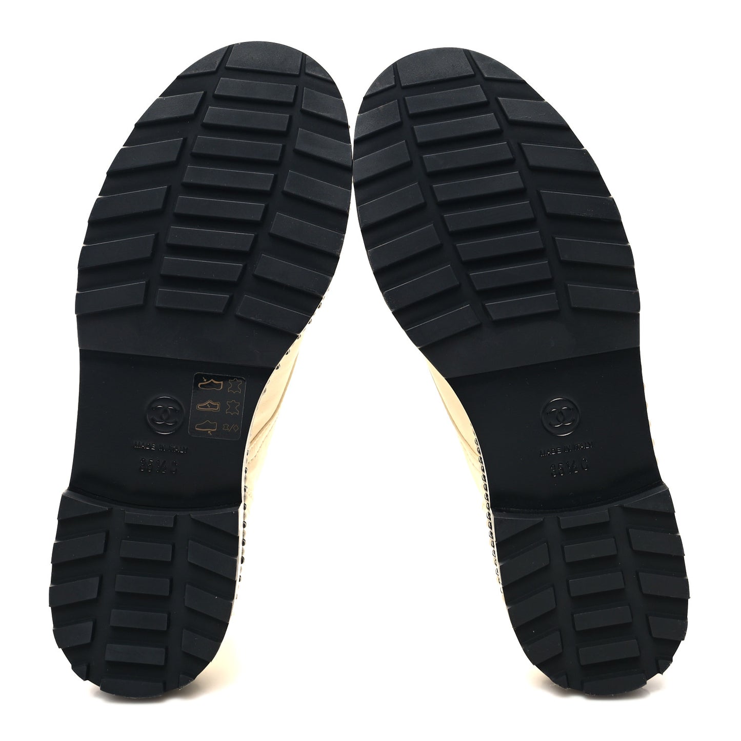 Lambskin Pearl Combat Short Boots 35.5 Ivory Black