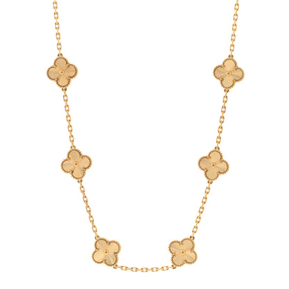 Van Cleef & Arpels 18K Yellow Gold 10 Motifs Guilloche Vintage Alhambra Necklace 1 of 5